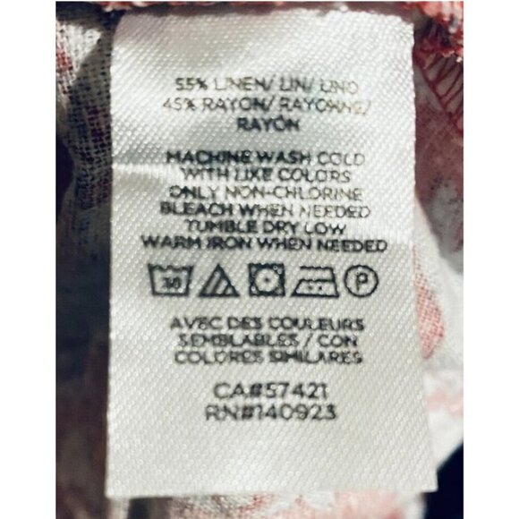 LOFT Floral Pull-On Skirt Red White Blue Linen Blend Size Large - Picture 4 of 7